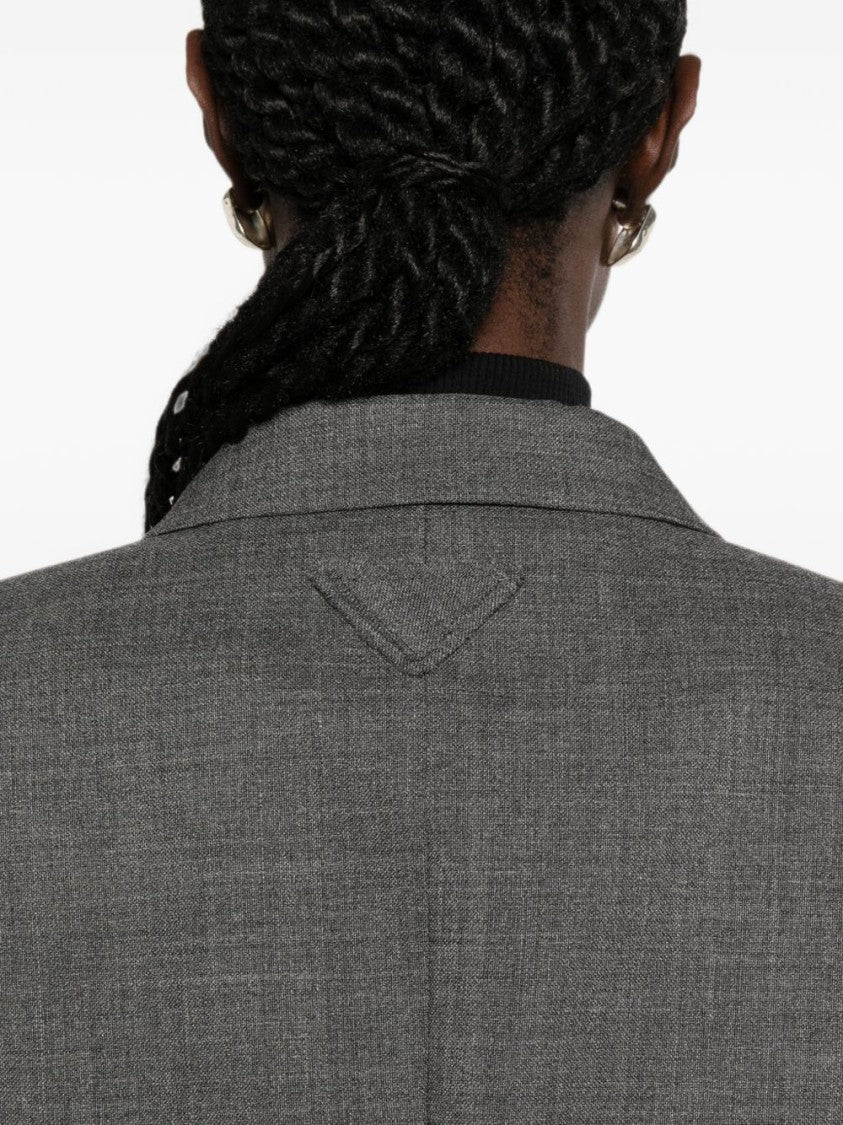 Prada Grey Tailored Notched Lapel Jacket