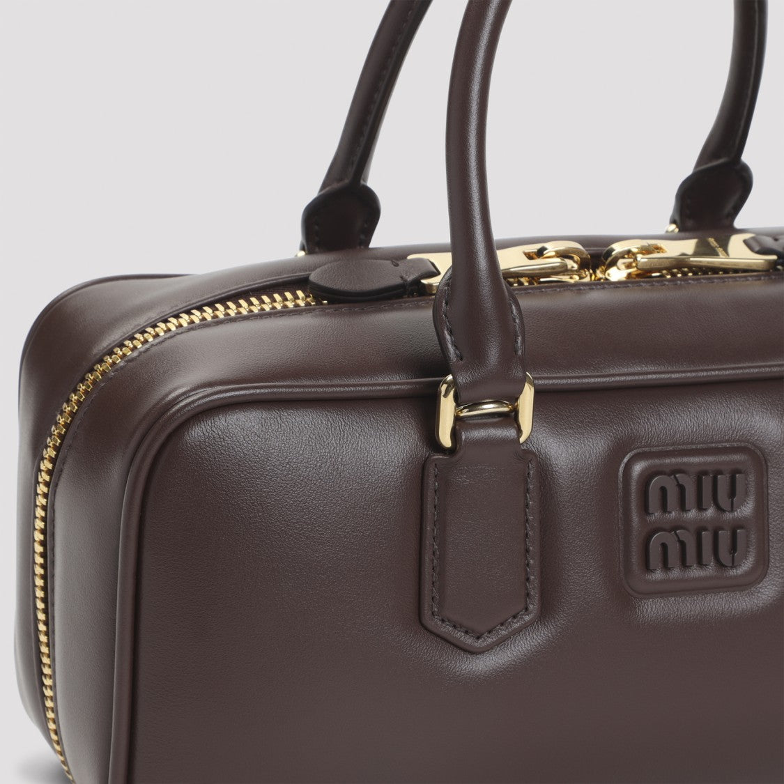 Miu Miu Structured Calf Leather Shoulder Bag With Gold-Tone Hardware