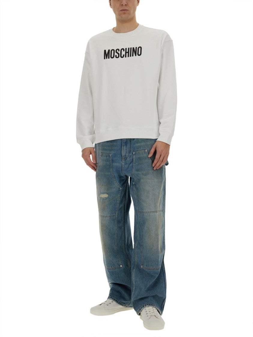 Moschino Regular Fit Cotton Sweatshirt With Bold Logo
