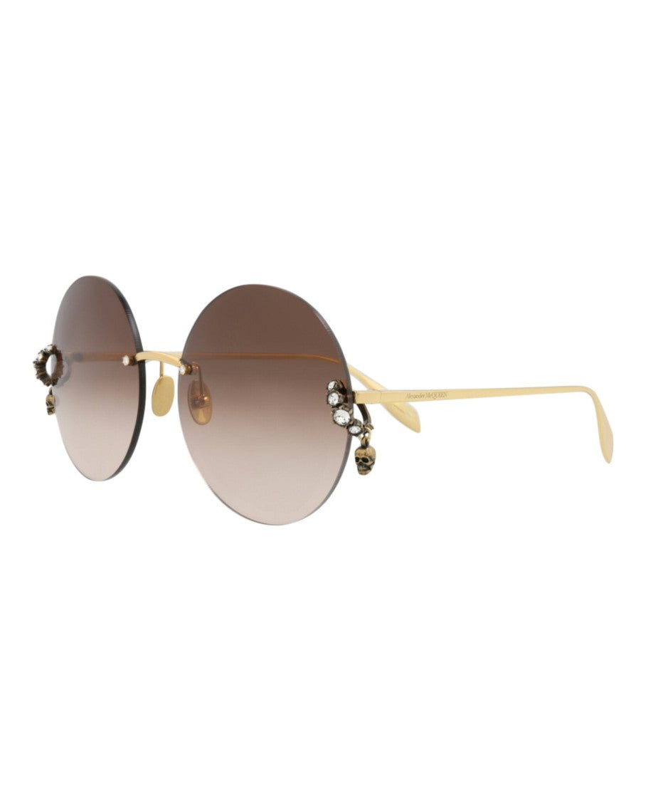 Alexander Mcqueen Round-Frame Metal Sunglasses