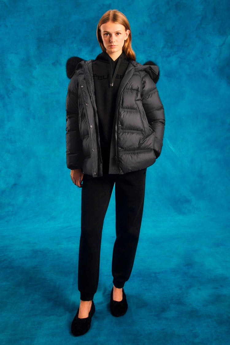 Peuterey Black Hooded Quilted Polyester Puffer Jacket
