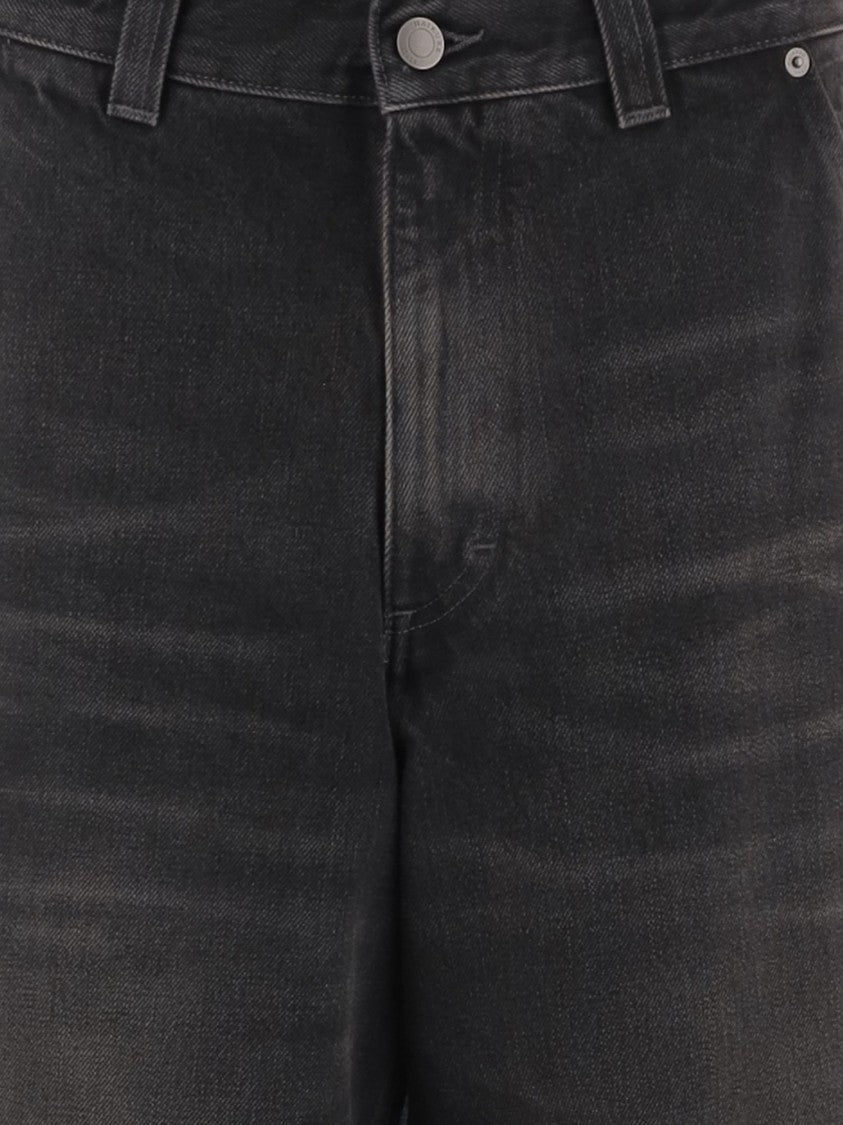 Haikure Straight Leg Washed Black Denim Jeans With Utility Pockets