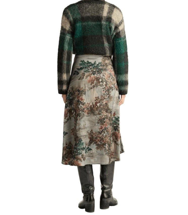 Momonì Scenic Midi Skirt With Natural Motifs