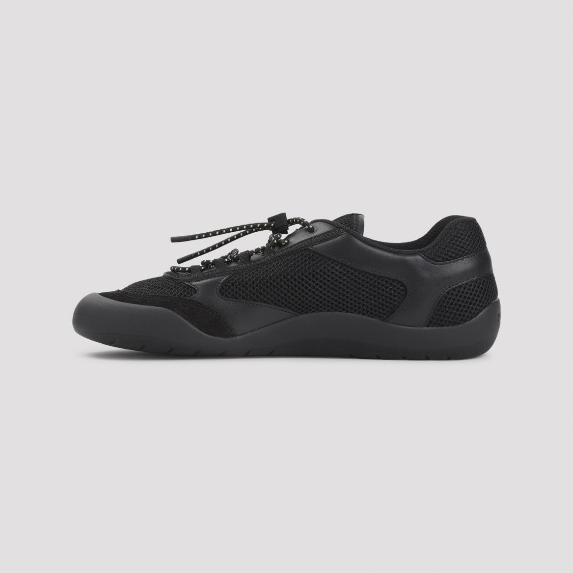 Prada Black Laced Shoes With Mesh And Synthetic Overlays