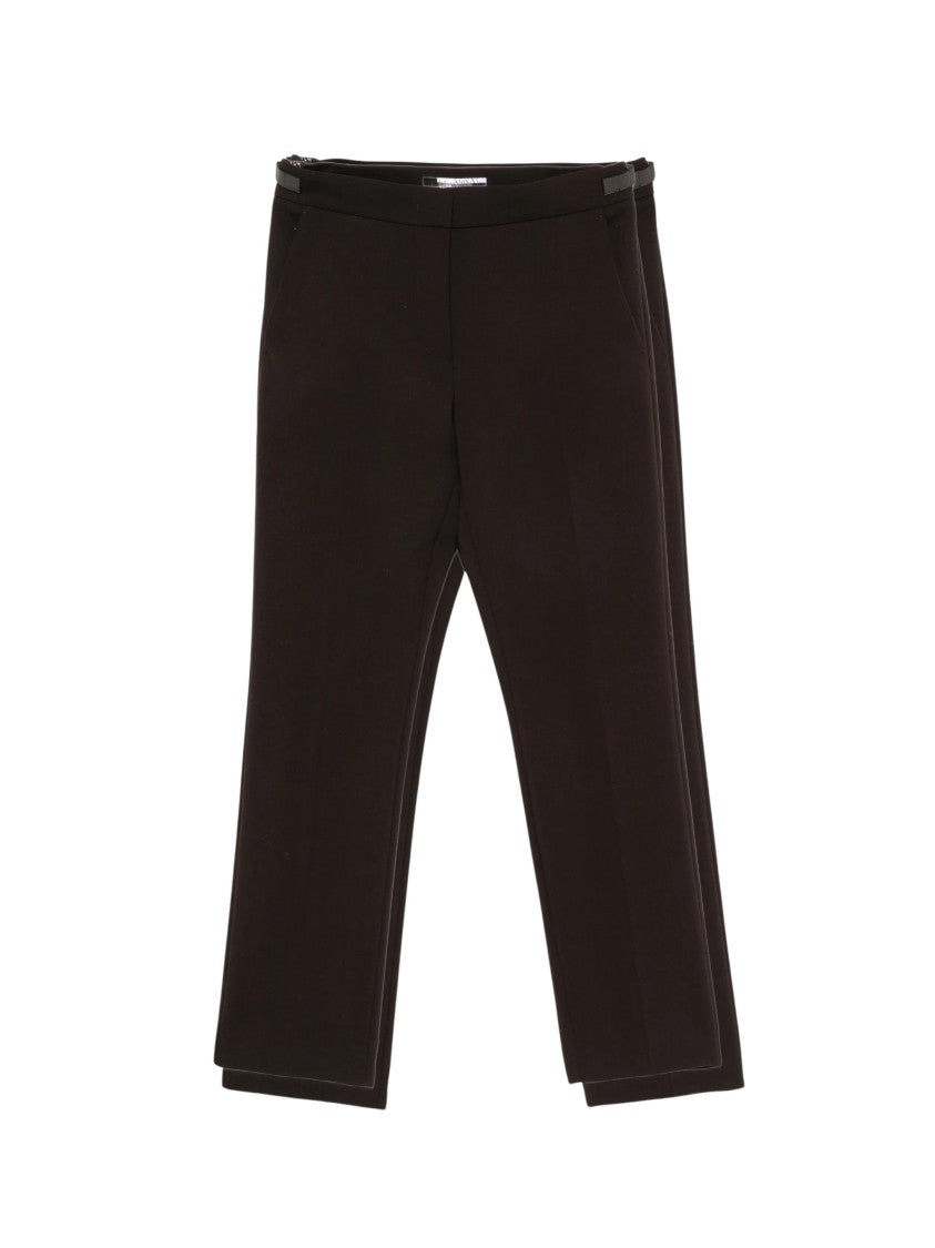 Max Mara Straight-Leg Tailored Pants With Cropped Length And Decorative Buckle