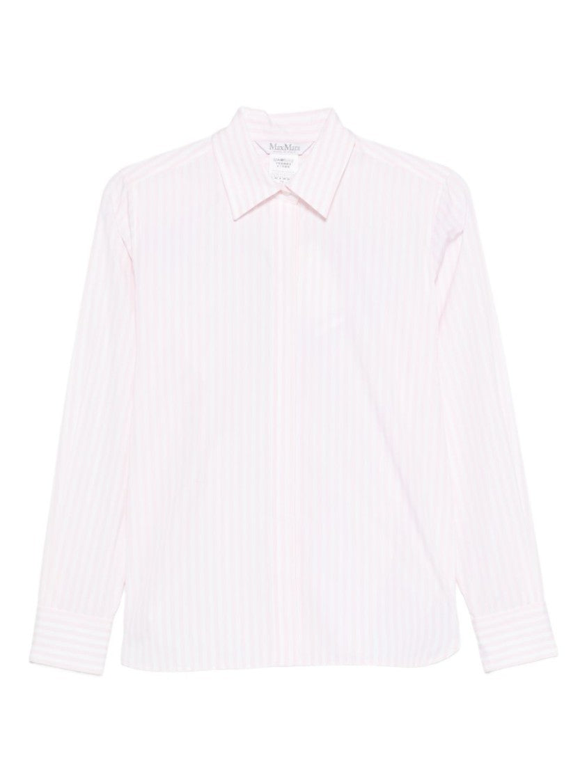 Max Mara Pointed Collar Shirt With Subtle Vertical Stripes
