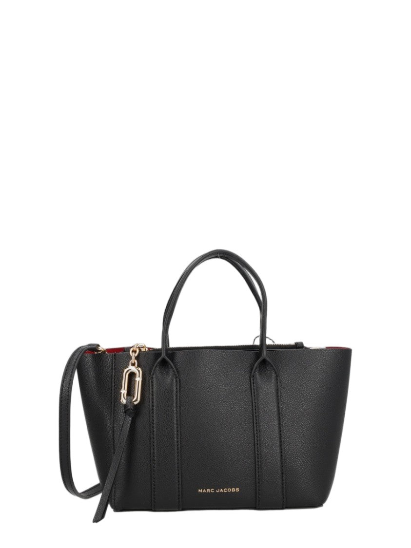 Marc Jacobs Black Pebbled Gold-Tone Accent Leather Handbag