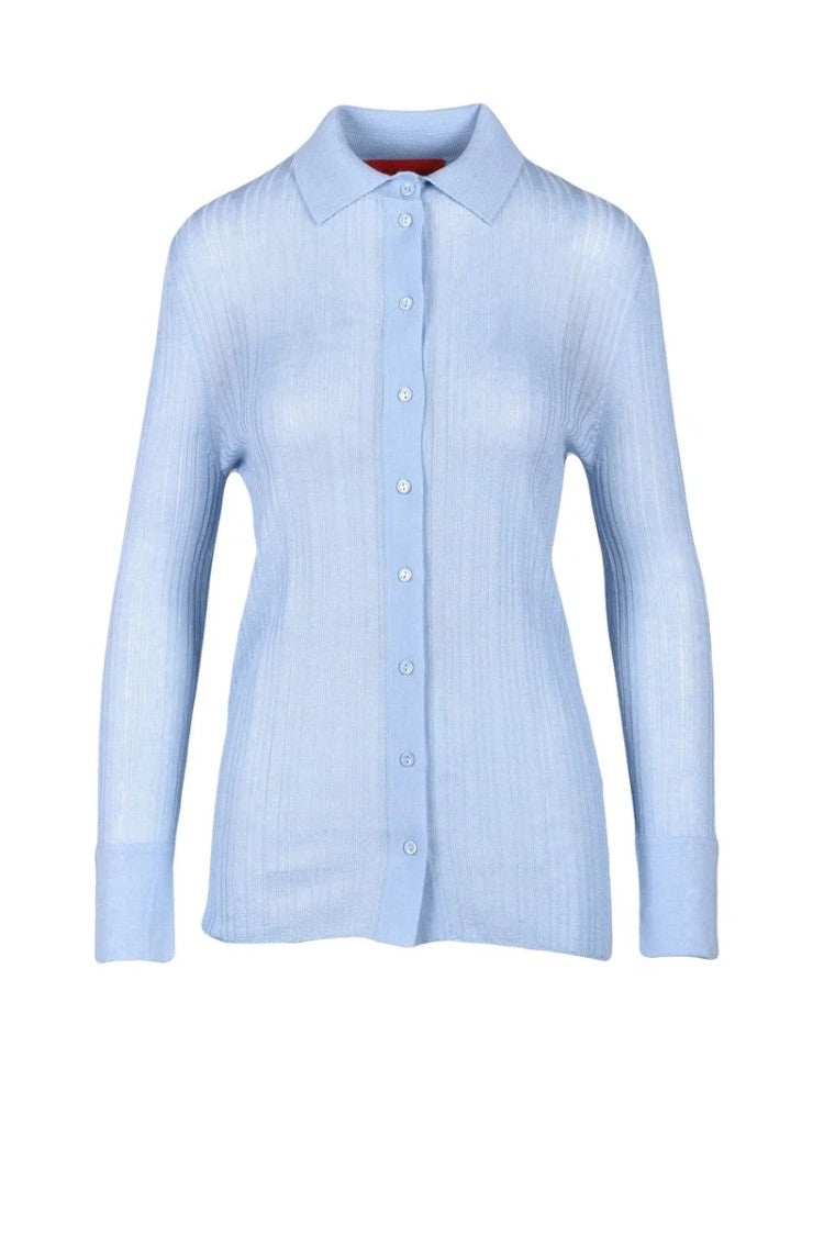Wild Cashmere Ribbed Cardigan - Light Blue
