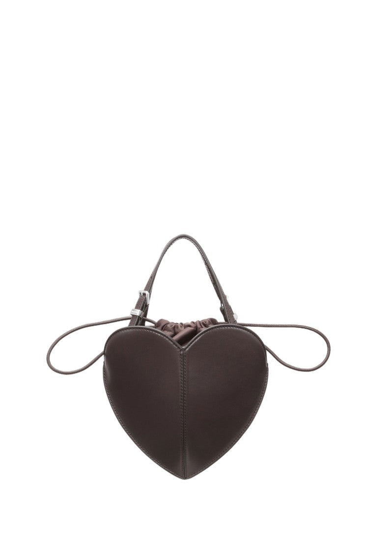 Rotate Brown Leather Adjustable-Handle Heart Shoulder Bag