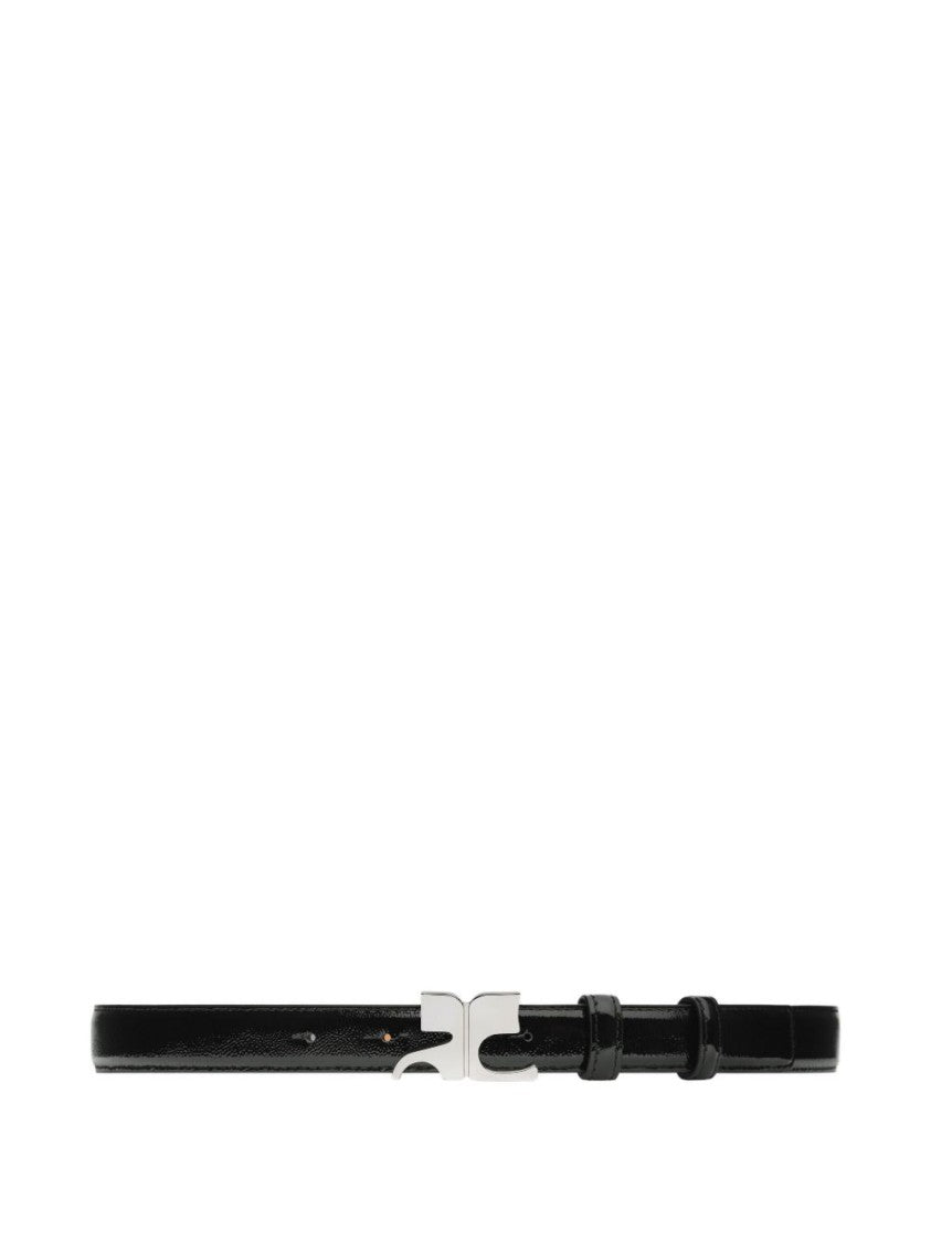 Courrèges Glossy Black Vitello Leather Belt