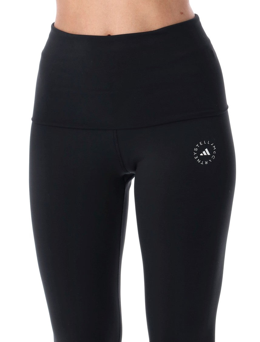 Adidas By Stella Mccartney Body-Hugging Active Leggings With Roll-Top Waistband