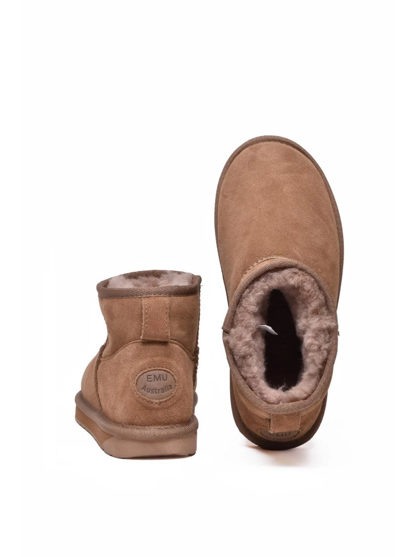 Emu Australia Beige Leather Fur Ankle Boots