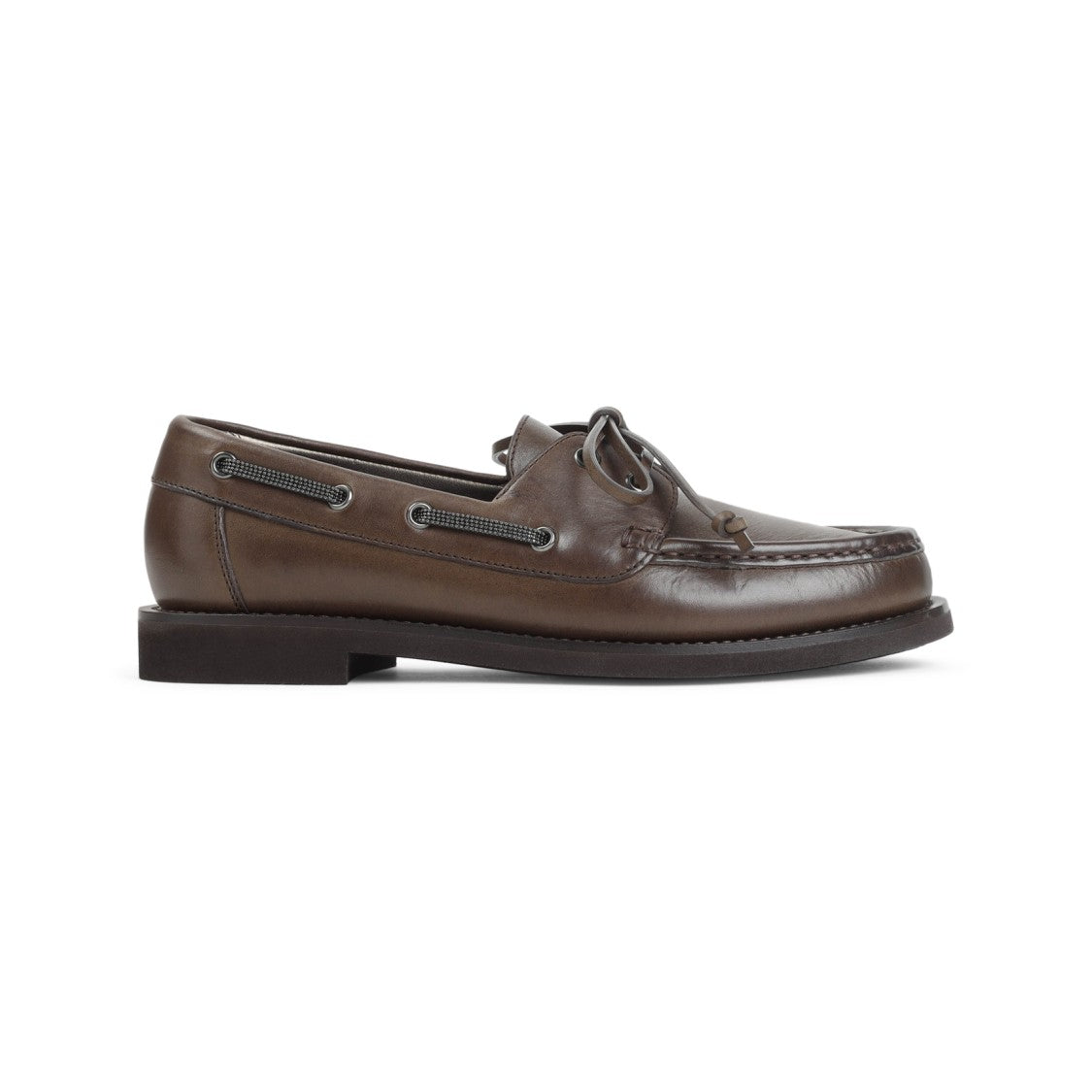 Brunello Cucinelli Raven Brown Leather Loafers