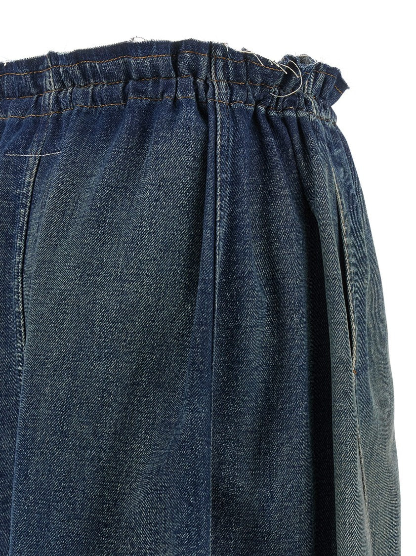 Mm6 By Maison Margiela Stonewashed Cotton Denim Midi Skirt
