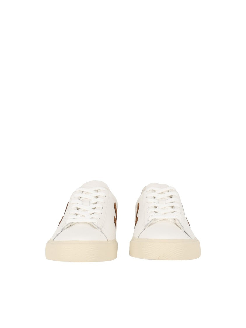 Veja White Campo Cognac Suede Accent Low-Top Sneakers
