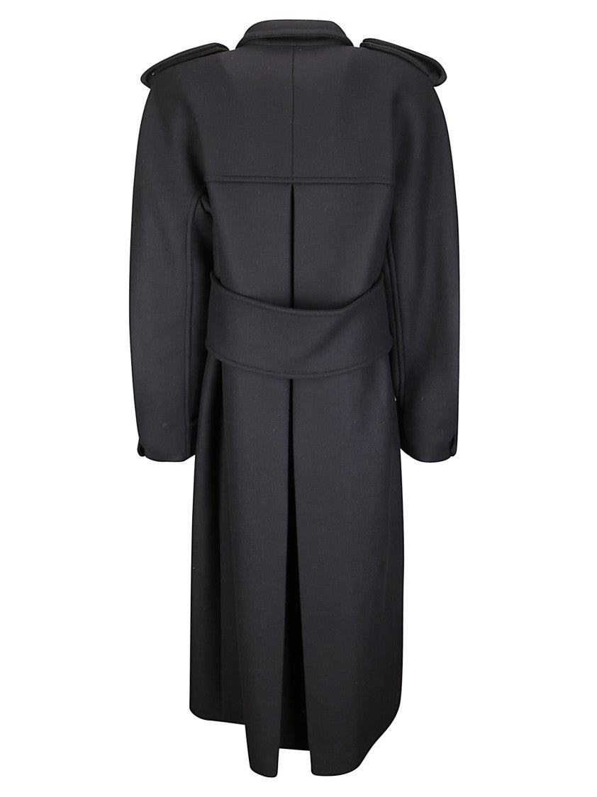 Khaite Double-Breasted Wool Coat With High Collar And Refined Details