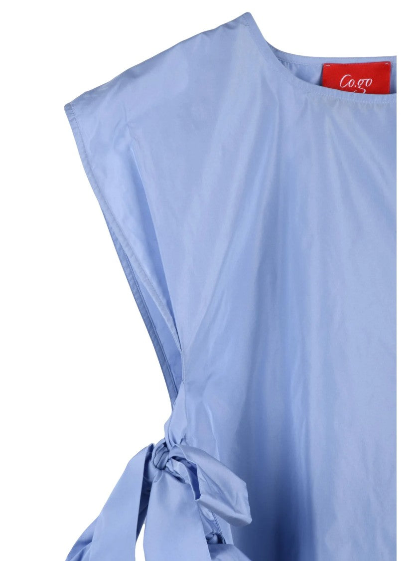 Cogo Light Blue Boxy Cropped Tie Top