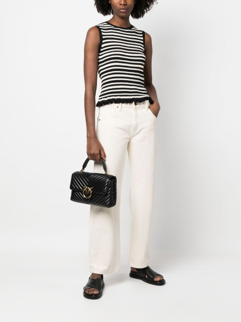 Pinko Jet Black Matelassé Top Handle Bag