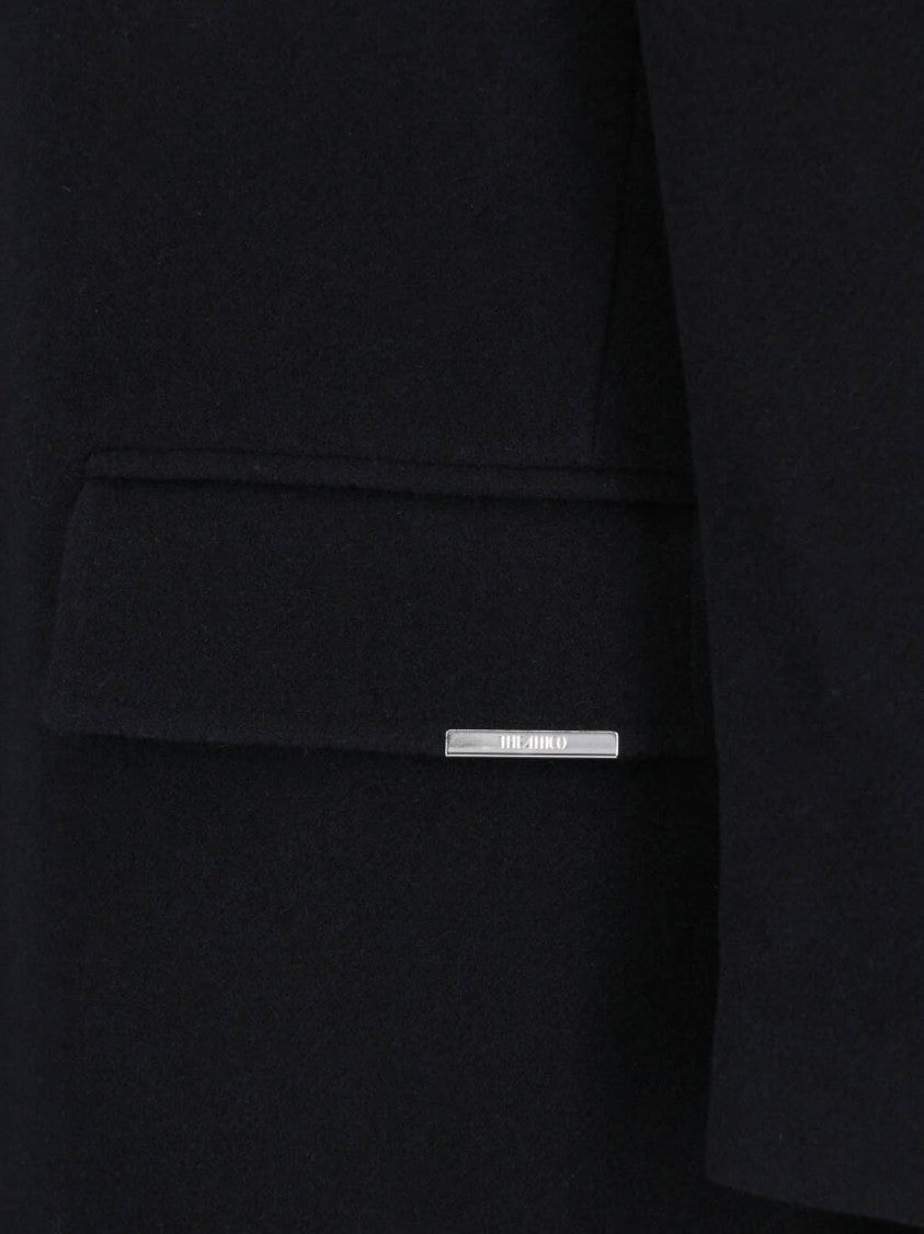 The Attico Long Black Coat With Tailored Fit