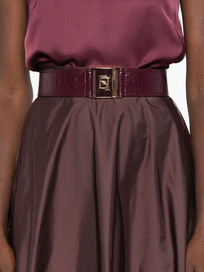 Elisabetta Franchi Midi-Length Flared Skirt With Gold-Tone Accents