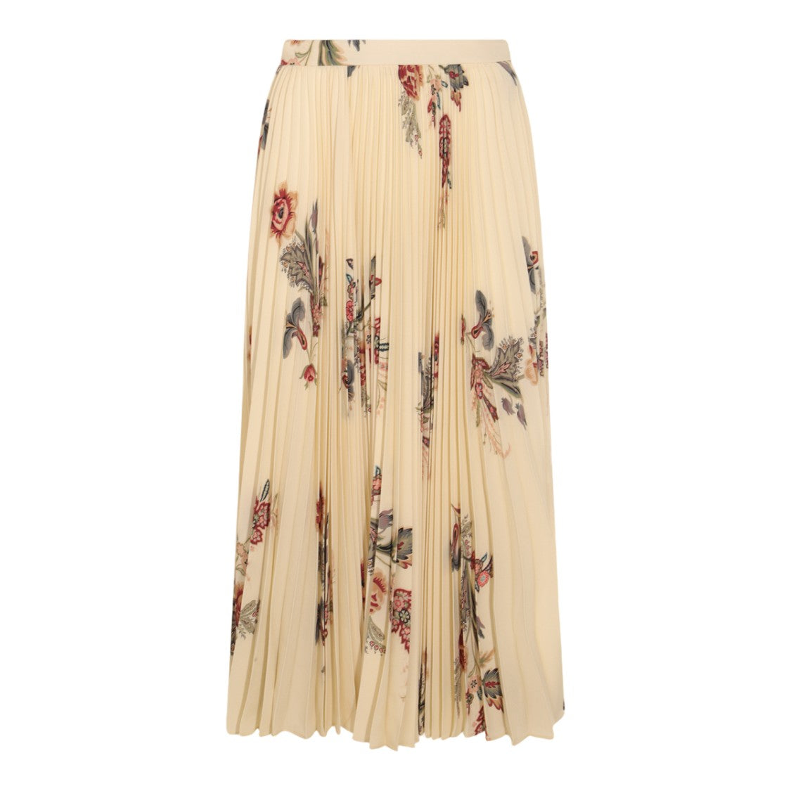 Etro Pleated Midi Skirt With Floral Print