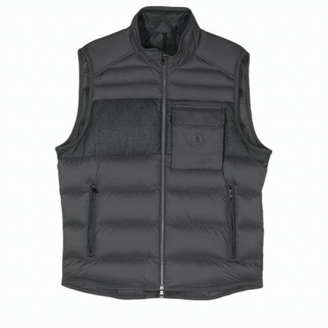 Moncler Quilted Padded Vest With Stand Collar And Zippered Pockets