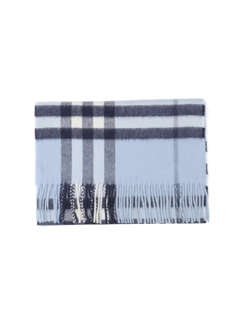 Burberry Light Blue Check Brushed Cashmere Scarf