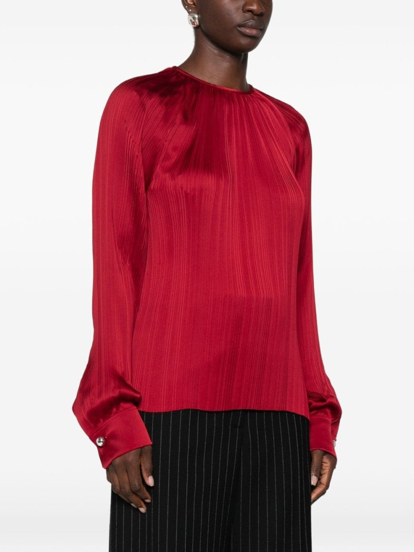 Lanvin Silk And Nylon Long-Sleeved Top With Ribbed Texture