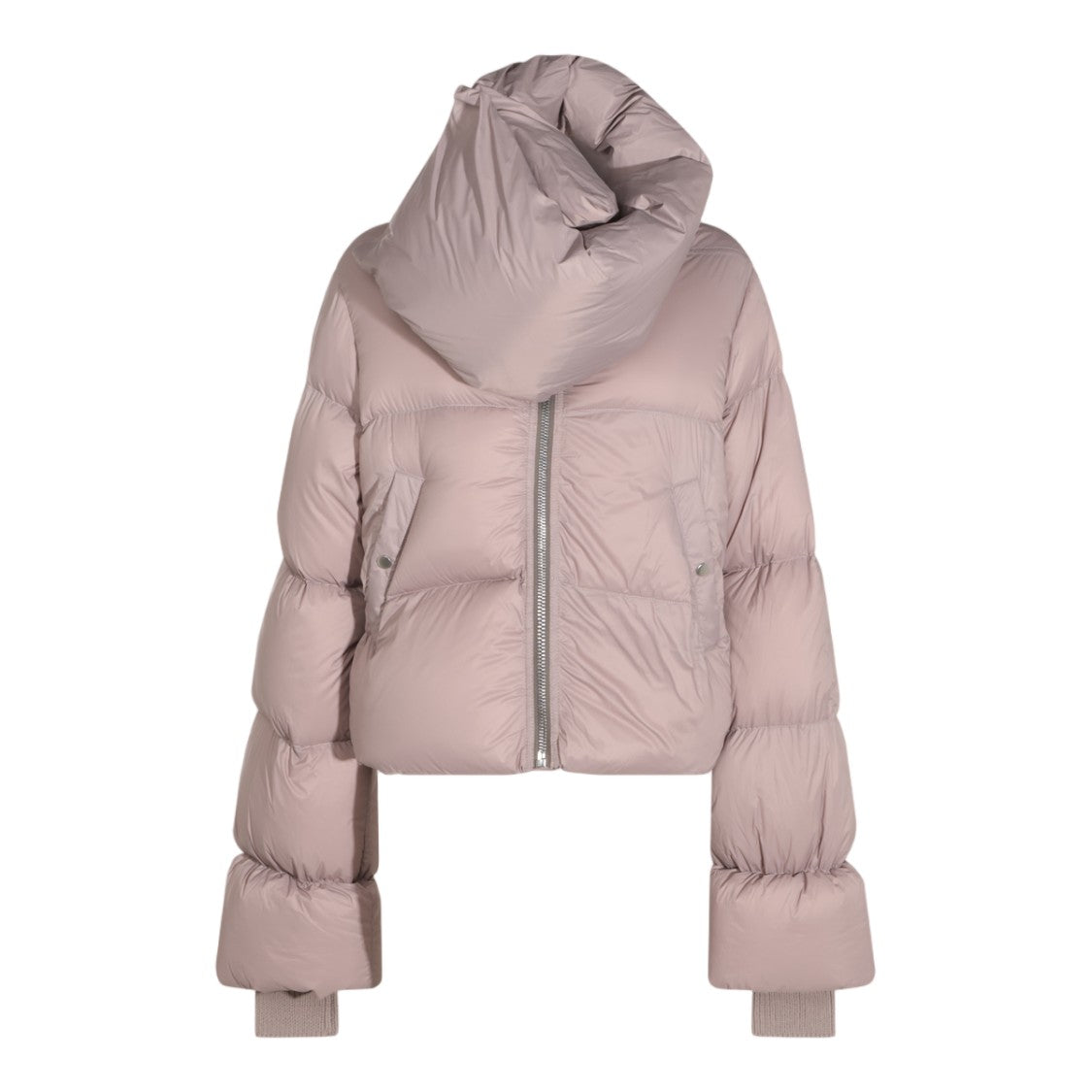Rick Owens Cropped Puffer Coat With Oversized Collar And Matte Finish