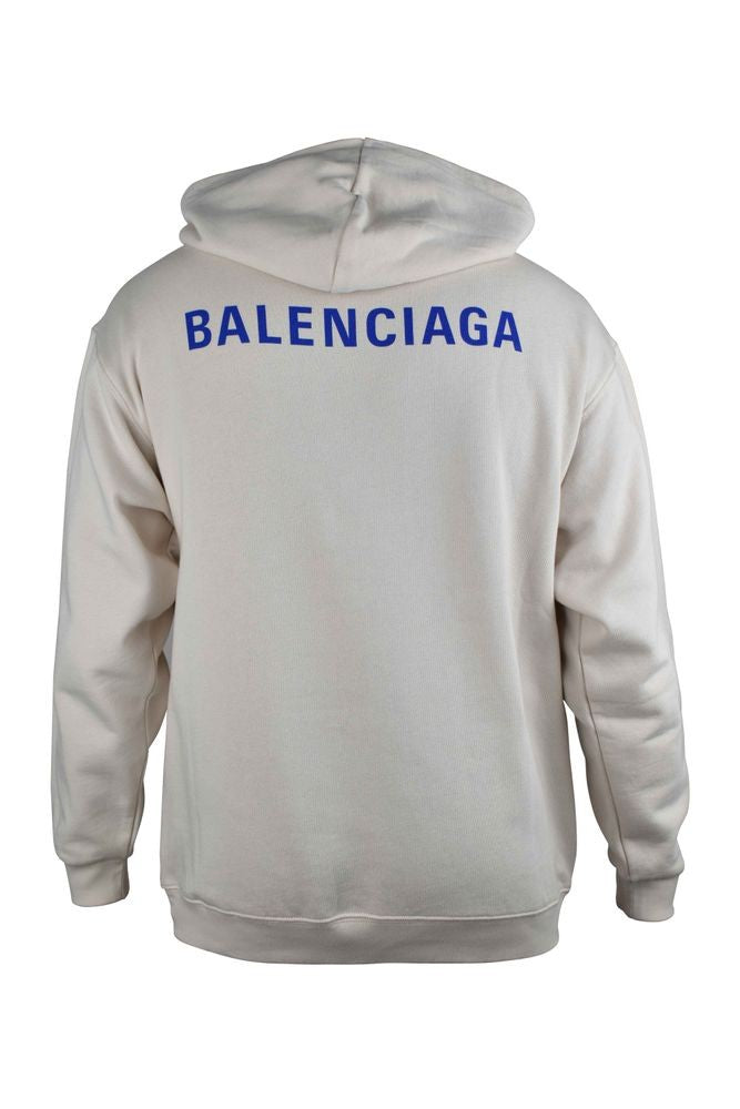 Balenciaga White Cotton Hooded Sweatshirt