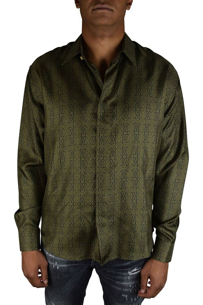Roberto Cavalli Silk Shirt With Monogrammed Rc Print