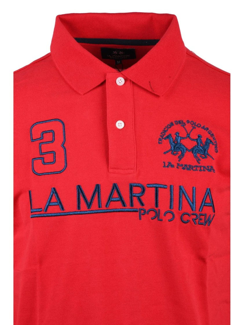 La Martina Red Men Cotton Polo