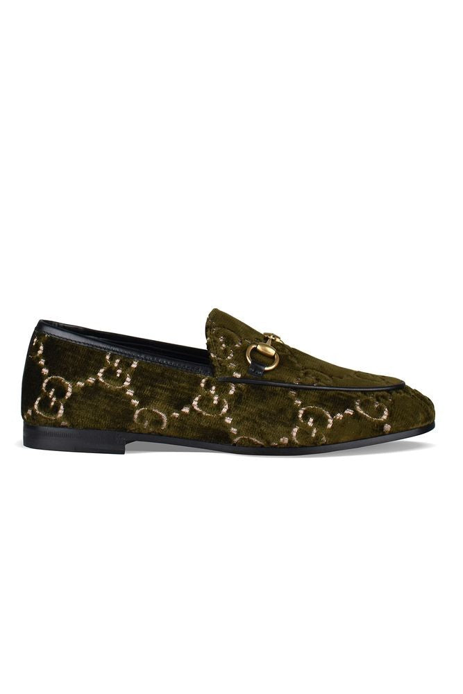 Gucci Khaki Green Velvet Loafers