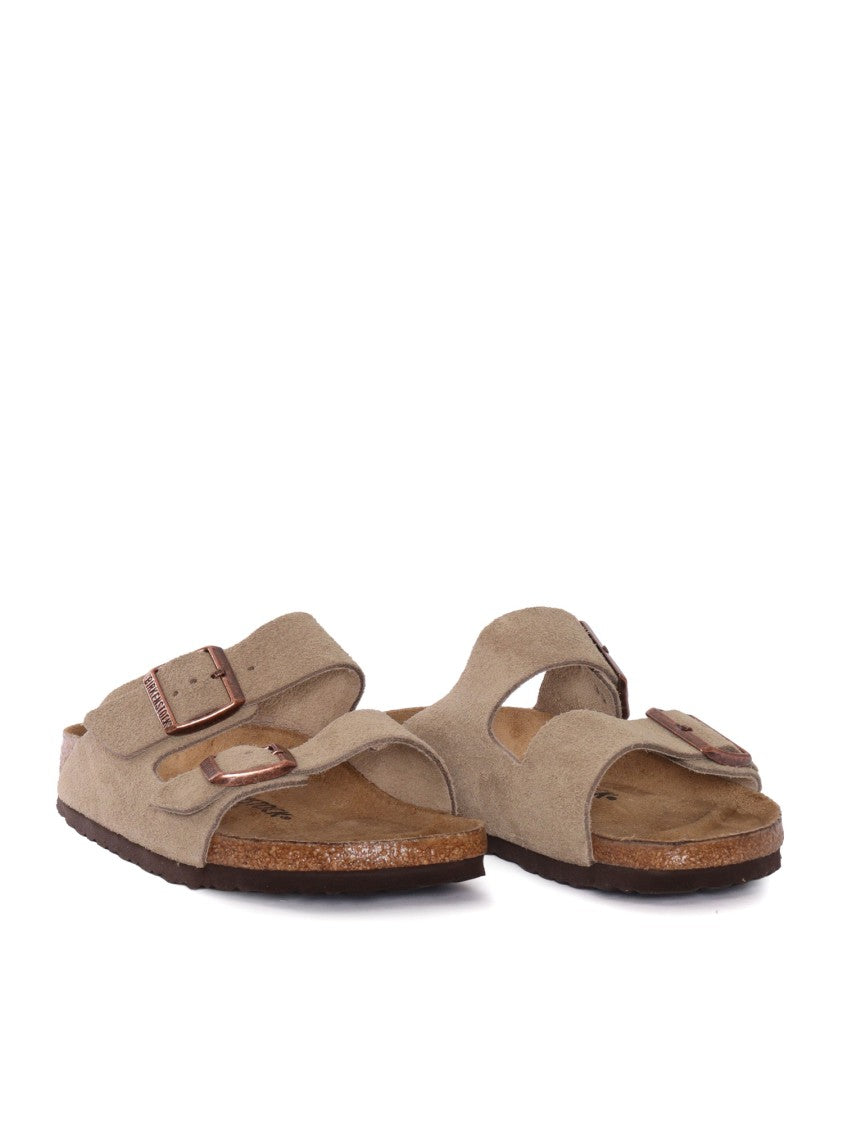 Birkenstock Taupe Arizona Suede Leather Slip-On Sandals