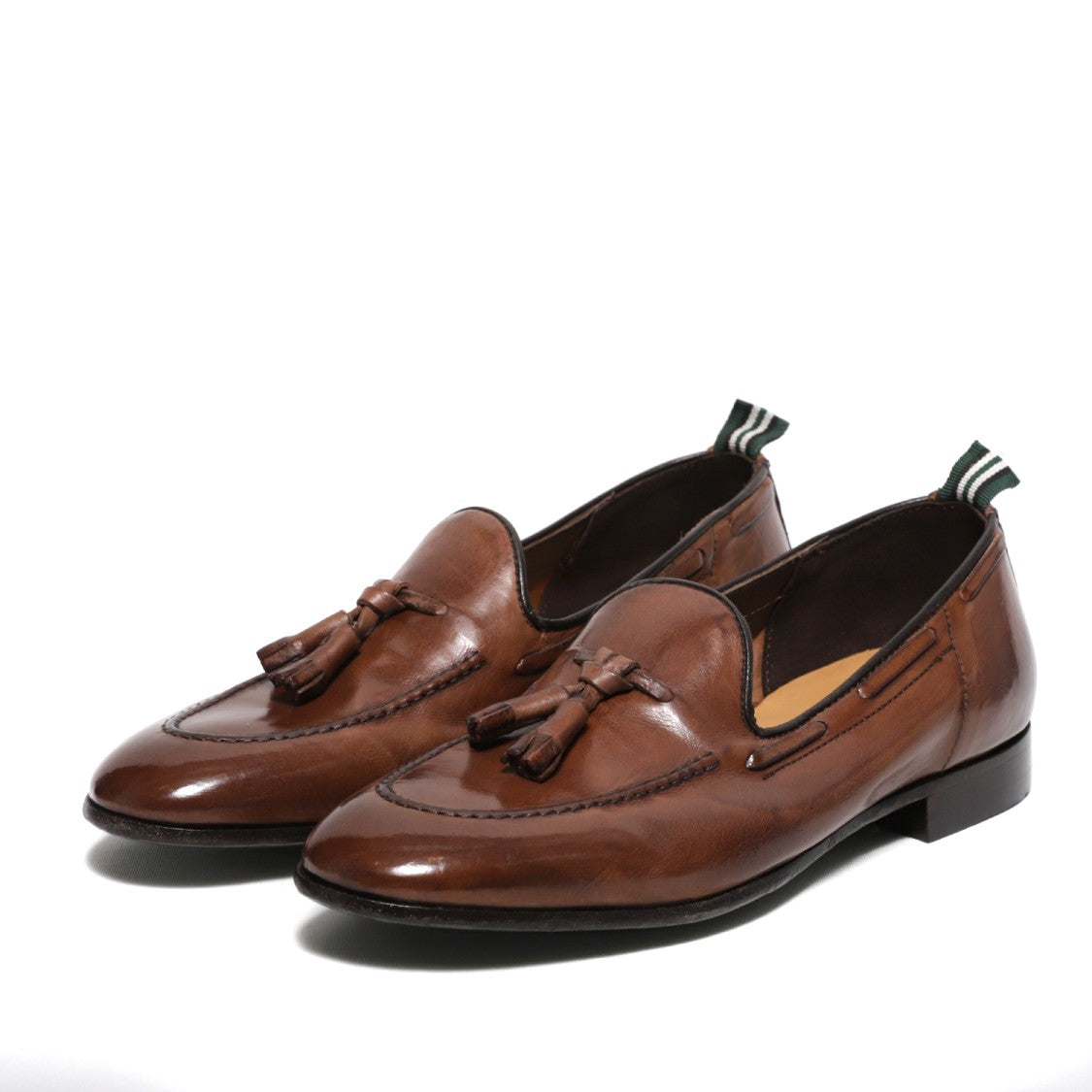 Green George Moccasin With Tassels In Tan Leather