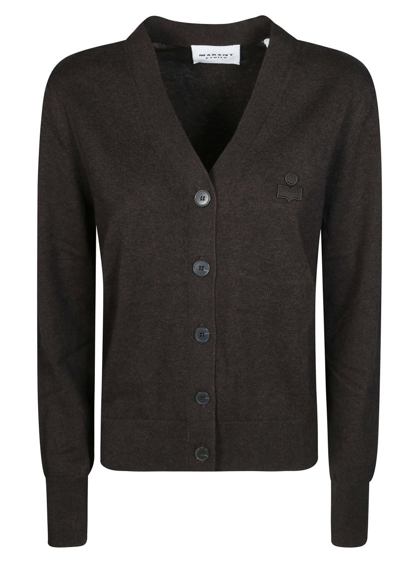 Isabel Marant Karinagz Chocolate Brown V-Neck Knit Cardigan