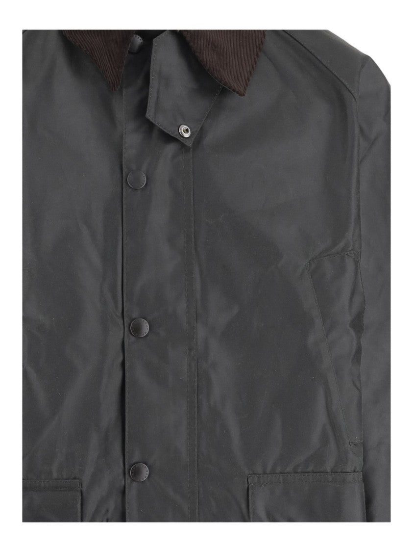 Barbour Grey Waxed Cotton Velvet Collar Jacket