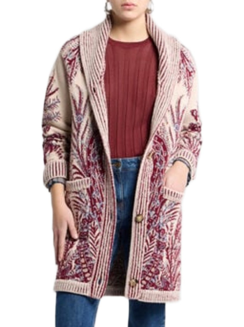 Etro Maxi Cardigan In Wool-Cotton Blend