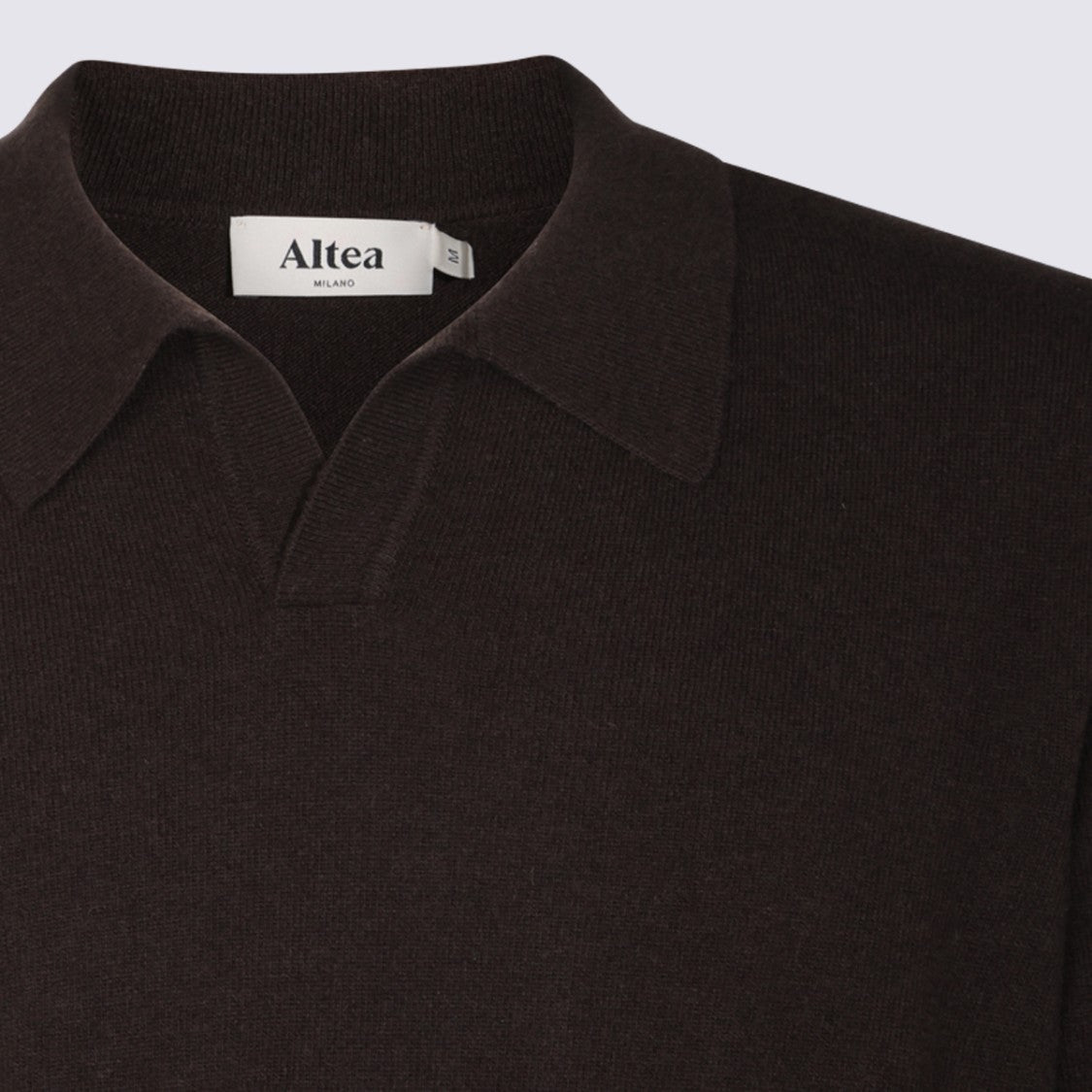 Altea Black Minimalist Polo Collar Knit Sweater