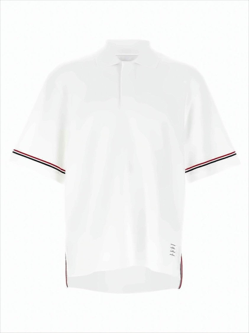 Thom Browne Short-Sleeve Polo Shirt With Striped Accents