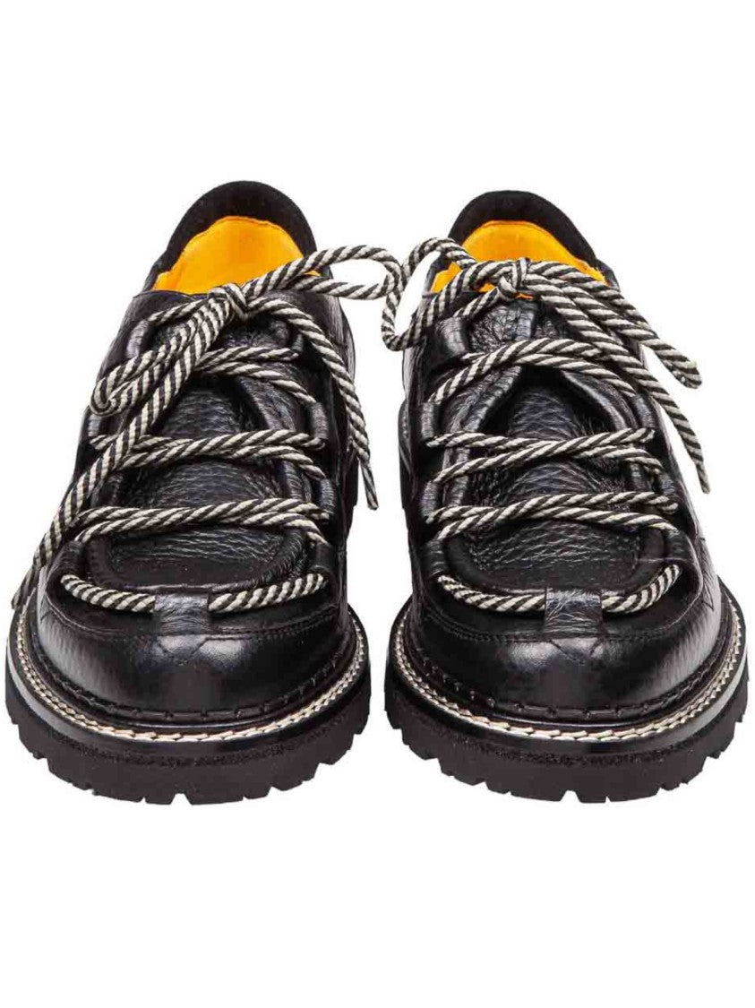Doucal's Black Textured Leather Lace-Up Shoes