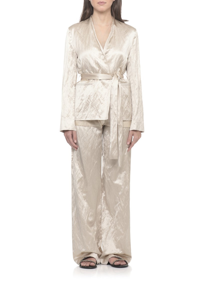 Antonelli Firenze Beige Kade Silk Gilet Blazer