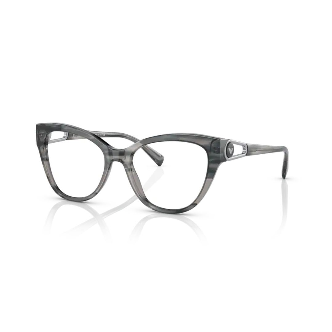 Emporio Armani 3212 Vista Translucent Grey Acetate Cat-Eye Eyeglasses