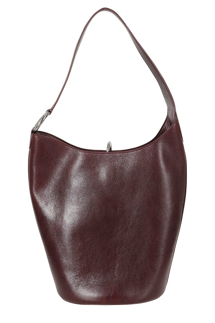 Rabanne Bordeaux Metal Ring Buckle Leather Handbag