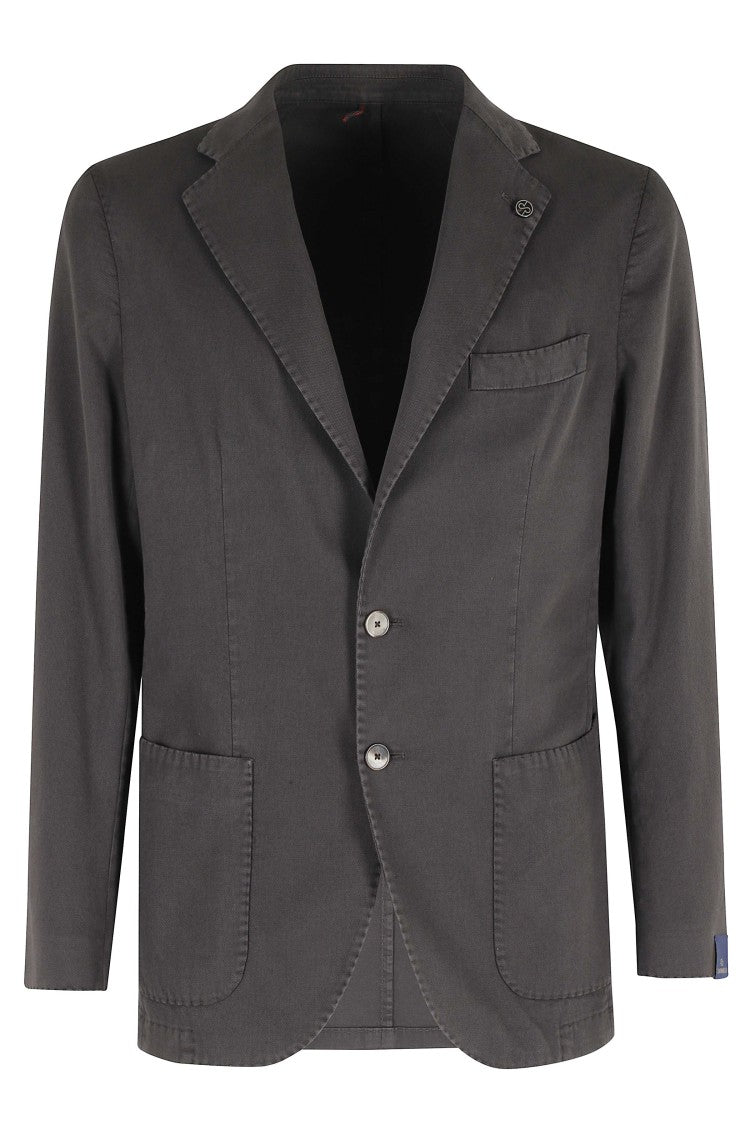 Santaniello Brown Oxford Single-Breasted Cotton Jacket