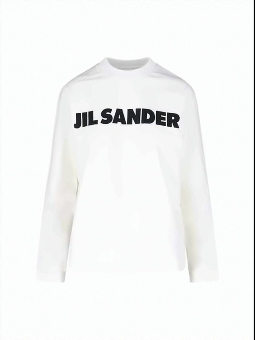 Jil Sander Minimalist Long-Sleeve White T-Shirt With Bold Logo