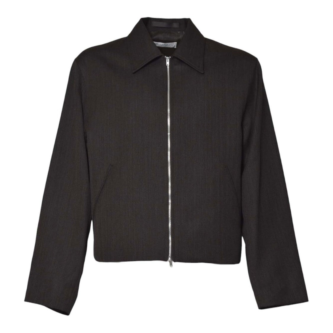 Our Legacy Cropped Minimalist Jacket With Pointed Collar And Zippered Closure