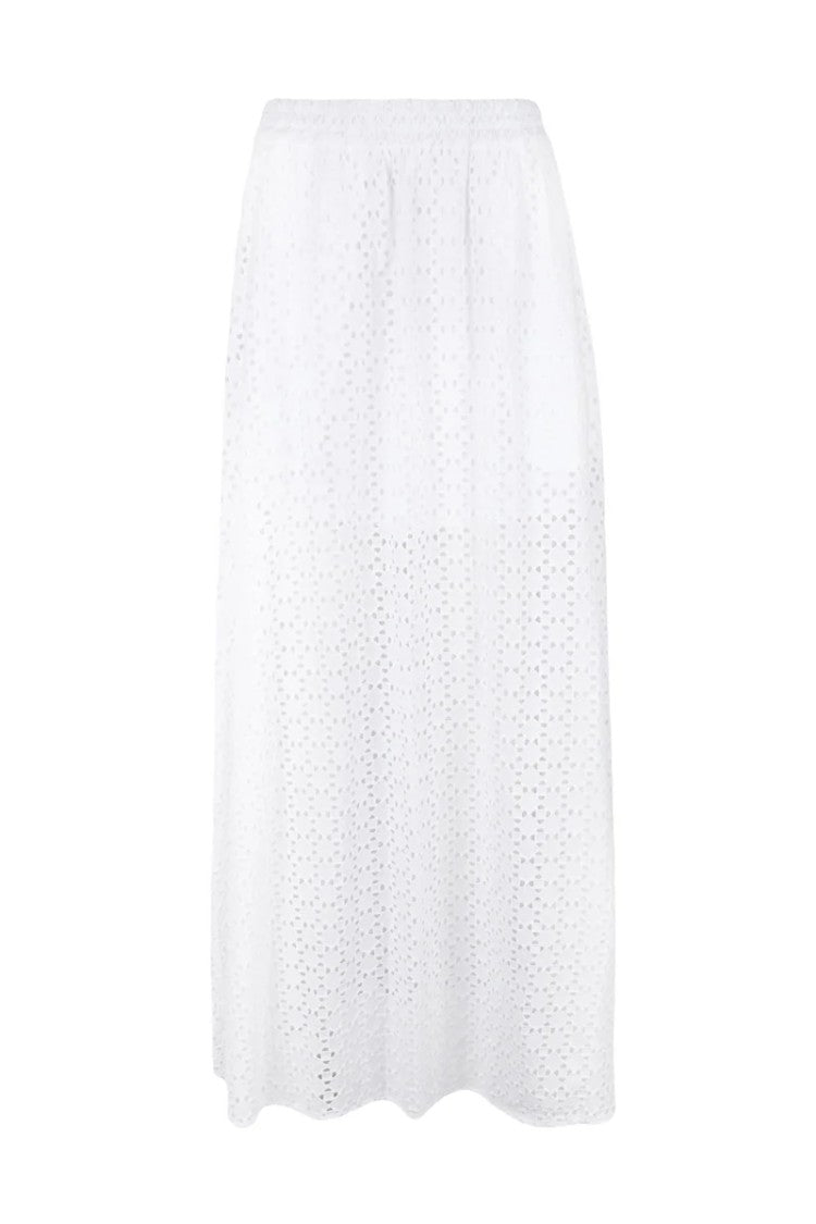Nude Midi-Length Skirt In Cotton Broderie Anglaise