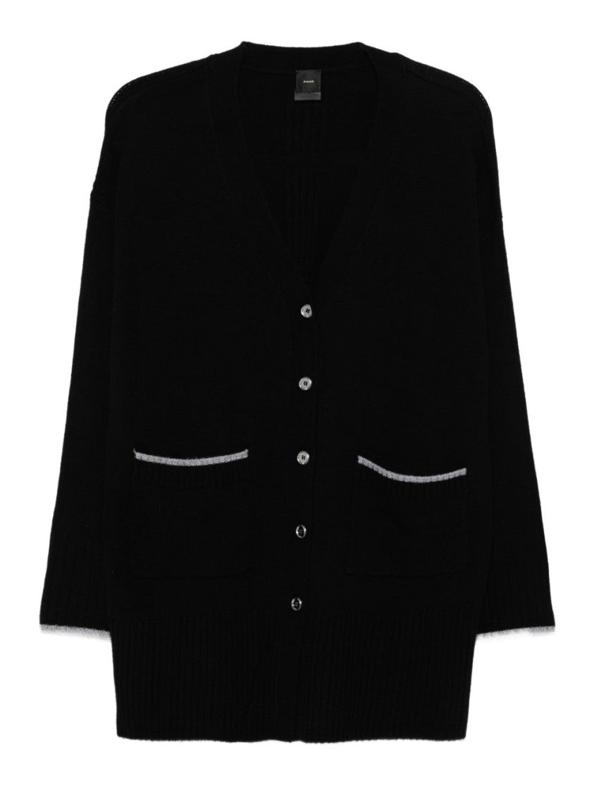 Pinko Cashmere-Merino Knit Cardigan With Contrasting Trims