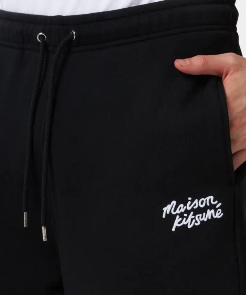 Maison Kitsuné Black Cotton Shorts With Drawstring Waist And Subtle Logo